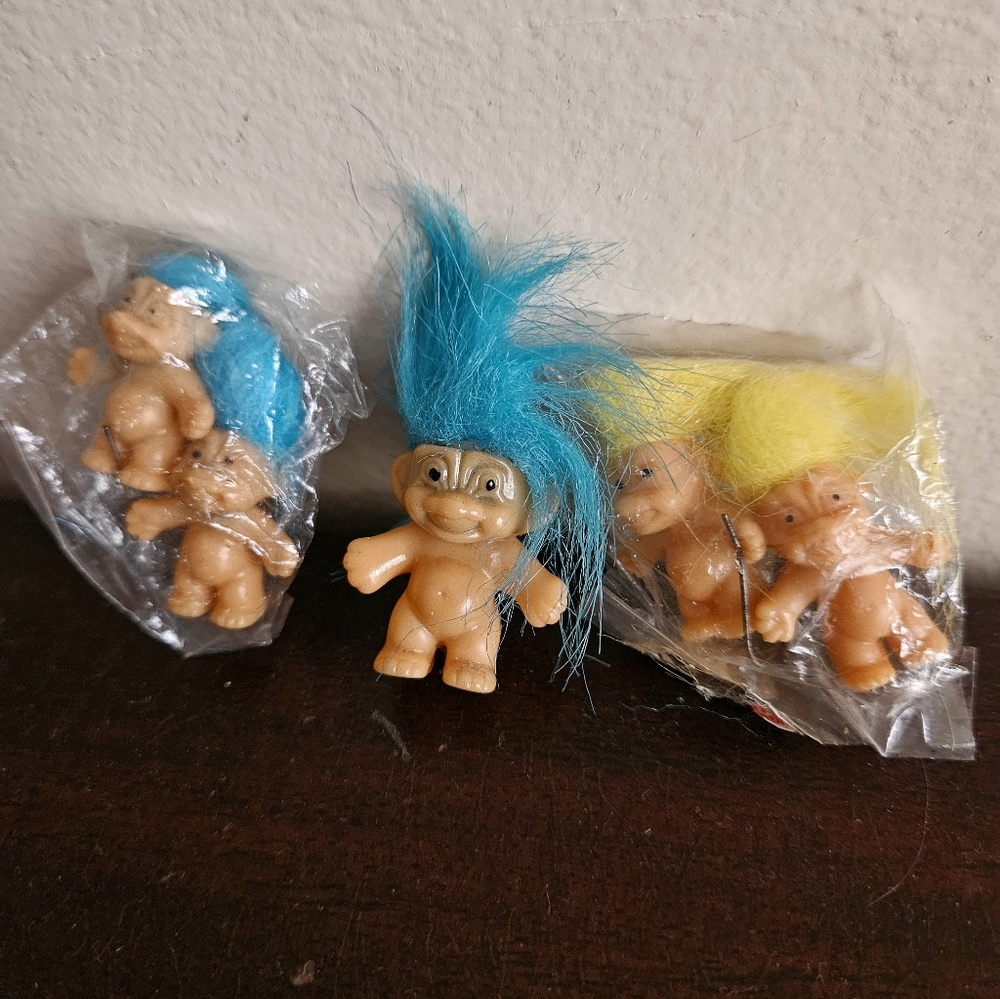 Vintage Russ Troll Earrings And Ring Lot. 3 Pieces. New And Used. 1980s.